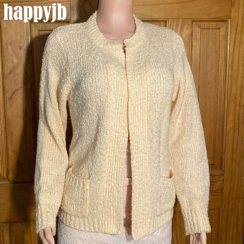 EUC Laura Daniels Vintage 80s Cardigan Open Front Peach Size M Medium